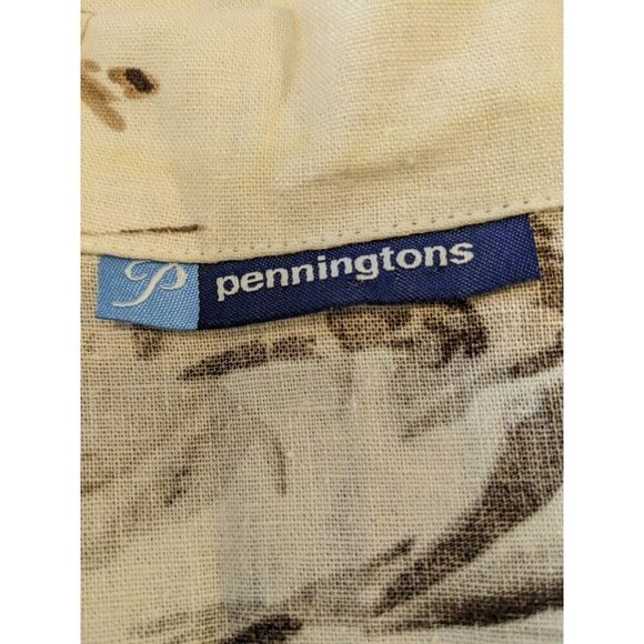 Womens Linen Blend Skirt and Top Set Plus Size 5X Cream Brown Floral - Picture 5 of 6